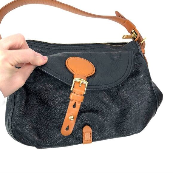 Lauren by Ralph Lauren "Asher" Hobo Black Tumbled Leather Shoulder Bag - Picture 14 of 14